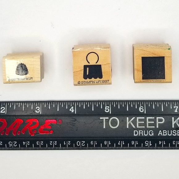 Random Shapes & Objects Wooden Rubber Stamp Set- Vintage Nine Piece - Picture 6 of 7